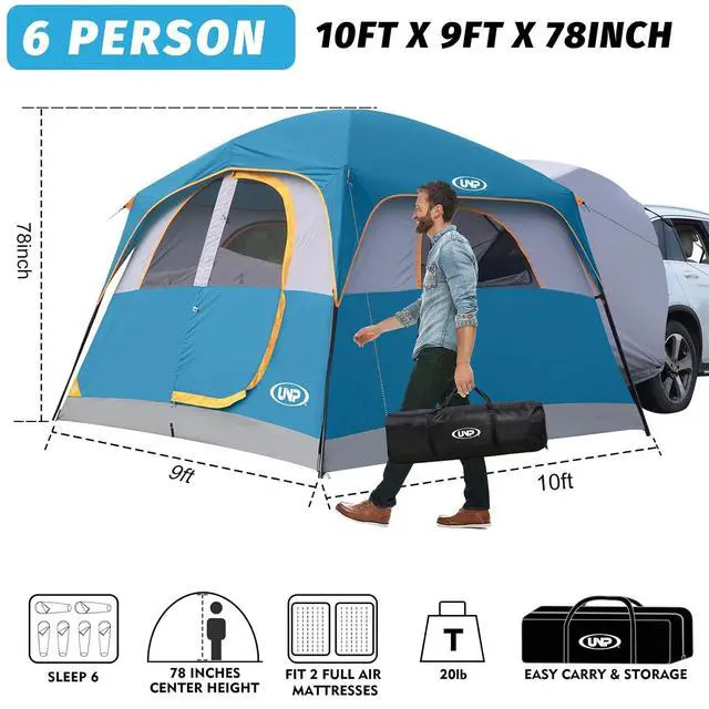 Alt view image 2 of 7 - SUV Tent for Camping, 6-Person SUV Tailgate Tent - Easy Set Up with Rainfly, 10'x9'x78in(H)