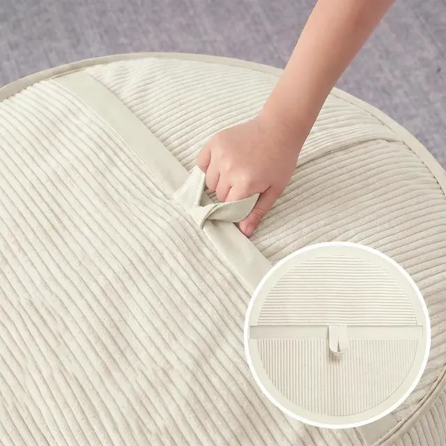 Alt view image 5 of 6 - Bean Bag Chair, 6FT Giant Bean Bag Chair with Memory Foam, Ultra-Soft Corduroy Cover & Zipper Design, Portable Handle Comfy Bean Bag Sofa for Living Room, Bedroom, No Assembly - Whtie