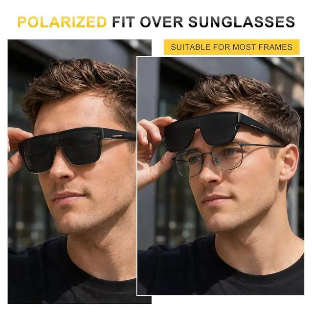 Alt view image 3 of 7 - Polarized Sunglasses Fit Over Glasses for Men Women, Oversized Square UV Protection for Driving Outdoor Sports