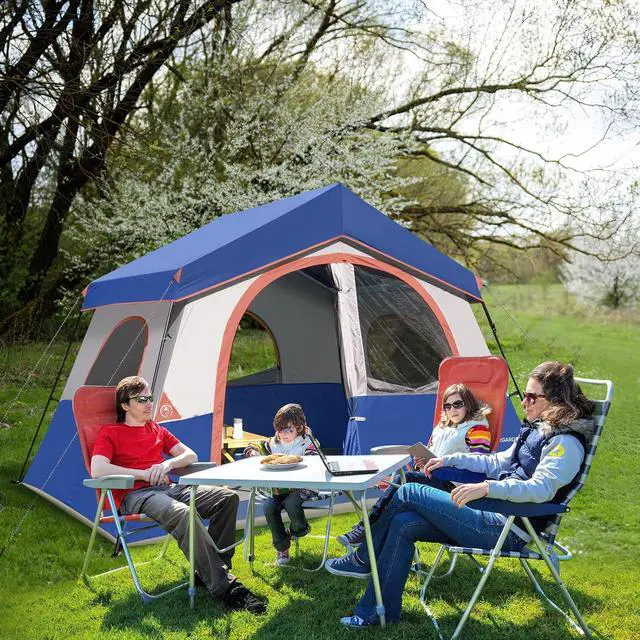 Alt view image 6 of 6 - 6-8 Person Camping Tent - Portable Family Cabin Tent for Camp, Windproof Fabric Camp Tent Outdoor for Hiking, Backpacking, Traveling