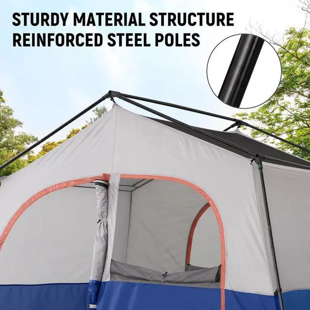 Alt view image 4 of 6 - 6-8 Person Camping Tent - Portable Family Cabin Tent for Camp, Windproof Fabric Camp Tent Outdoor for Hiking, Backpacking, Traveling