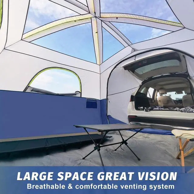 Alt view image 3 of 7 - SUV Tent for Camping, 6-Person SUV Tailgate Tent - Easy Set Up with Rainfly, 10'x9'x78in(H)