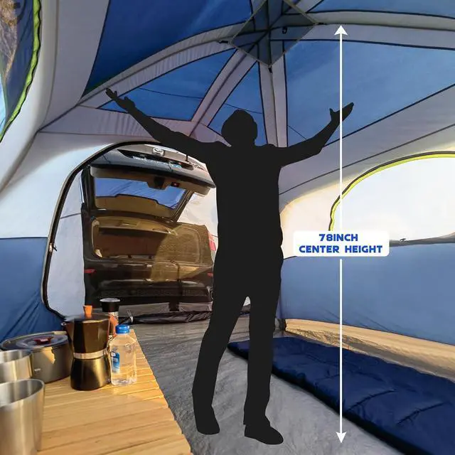 Alt view image 4 of 7 - SUV Tent for Camping, 6-Person SUV Tailgate Tent - Easy Set Up with Rainfly, 10'x9'x78in(H)