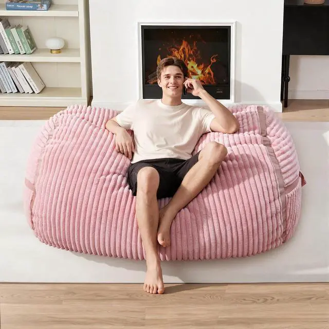 Alt view image 3 of 6 - Bean Bag Chair 4FT Large Bean Bag Chairs for Adults with Memory Foam Filled,4'Beanbag Chair with Soft Faux Fur Cover,Comfy Bean Bag Sofa for Classroom,Living Room,Game Room,Bedroom-Pink