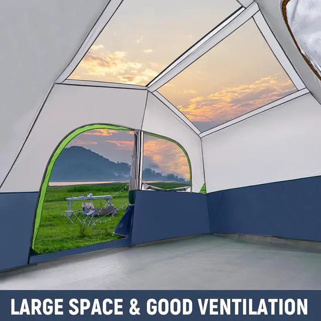 Alt view image 3 of 6 - 6-8 Person Camping Tent - Portable Family Cabin Tent for Camp, Windproof Fabric Camp Tent Outdoor for Hiking, Backpacking, Traveling