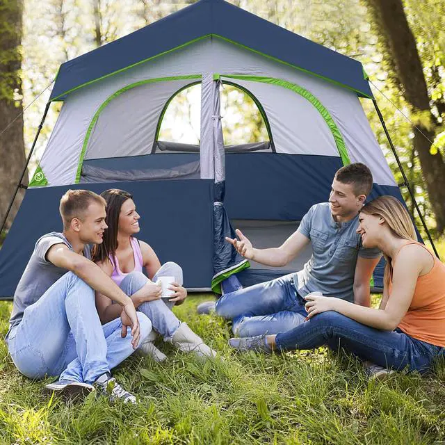 Alt view image 6 of 6 - 6-8 Person Camping Tent - Portable Family Cabin Tent for Camp, Windproof Fabric Camp Tent Outdoor for Hiking, Backpacking, Traveling