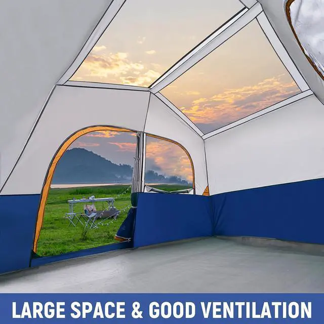 Alt view image 4 of 6 - 6-8 Person Camping Tent - Portable Family Cabin Tent for Camp, Windproof Fabric Camp Tent Outdoor for Hiking, Backpacking, Traveling