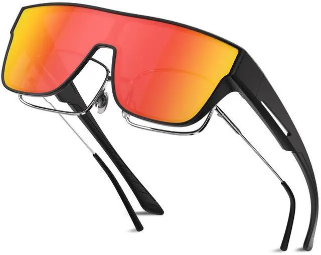 Main image of Polarized Sunglasses Fit Over Glasses for Men Women, Oversized Square UV Protection for Driving Outdoor Sports