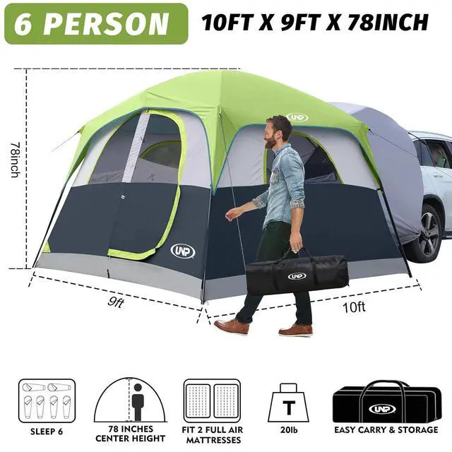 Alt view image 2 of 7 - SUV Tent for Camping, 6-Person SUV Tailgate Tent - Easy Set Up with Rainfly, 10'x9'x78in(H)