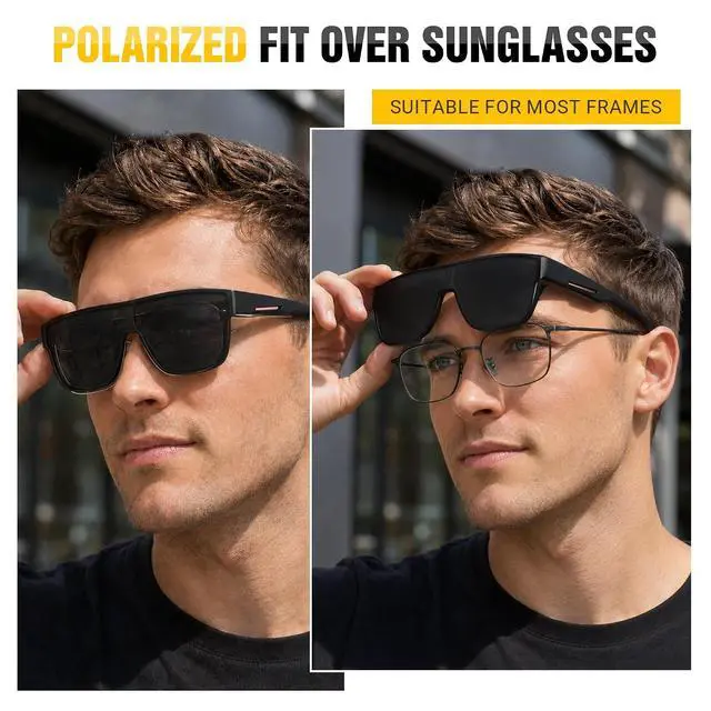 Alt view image 2 of 7 - Polarized Sunglasses Fit Over Glasses for Men Women, Oversized Square UV Protection for Driving Outdoor Sports