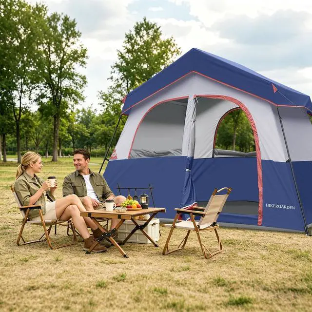 Alt view image 5 of 6 - 6-8 Person Camping Tent - Portable Family Cabin Tent for Camp, Windproof Fabric Camp Tent Outdoor for Hiking, Backpacking, Traveling