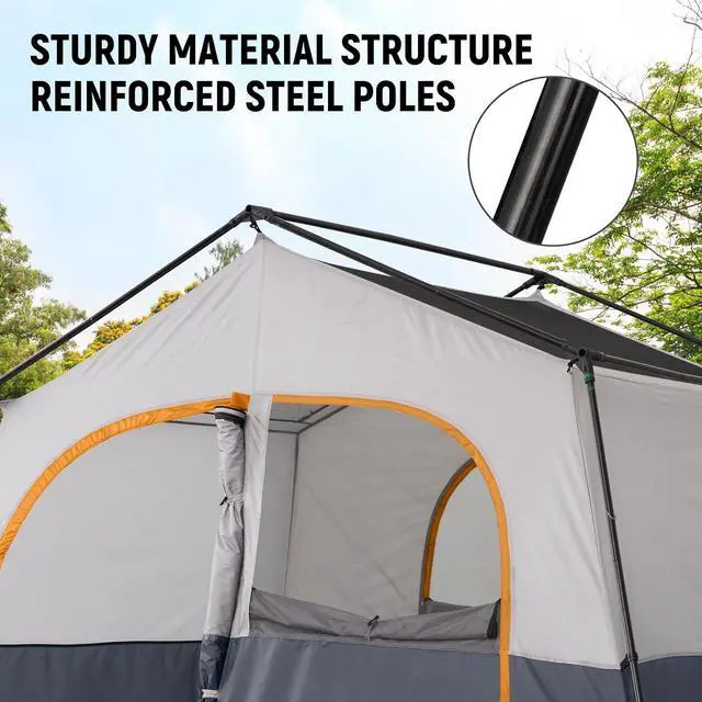 Alt view image 4 of 6 - 6-8 Person Camping Tent - Portable Family Cabin Tent for Camp, Windproof Fabric Camp Tent Outdoor for Hiking, Backpacking, Traveling