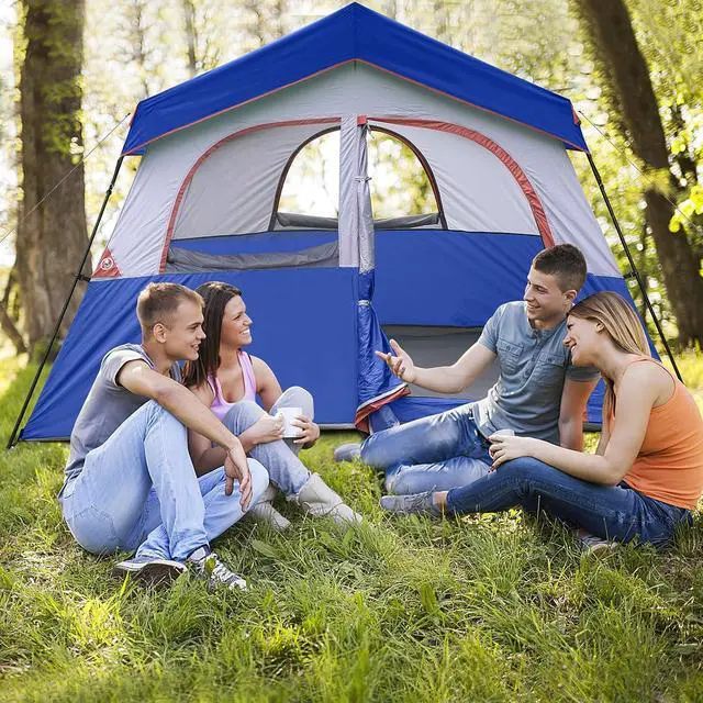 Alt view image 6 of 6 - 6-8 Person Camping Tent - Portable Family Cabin Tent for Camp, Windproof Fabric Camp Tent Outdoor for Hiking, Backpacking, Traveling