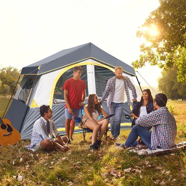 Alt view image 6 of 6 - 6-8 Person Camping Tent - Portable Family Cabin Tent for Camp, Windproof Fabric Camp Tent Outdoor for Hiking, Backpacking, Traveling