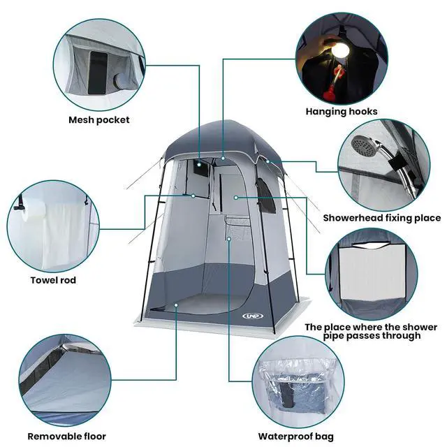 Alt view image 5 of 6 - Shower Tent, Outdoor Camping Privacy Shelter-Dressing Changing Room-Portable Toilet Tent for Hiking Sun Shelter Picnic Fishing