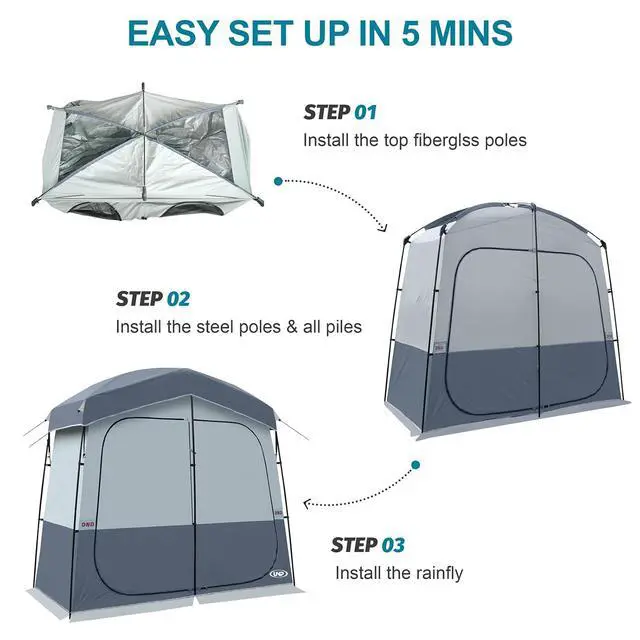 Alt view image 5 of 7 - Shower Tent, Outdoor Camping Privacy Shelter-Dressing Changing Room-Portable Toilet Tent for Hiking Sun Shelter Picnic Fishing