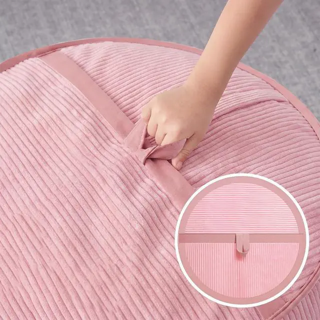 Alt view image 4 of 6 - Bean Bag Chair, 4FT Large Bean Bag Chair with Memory Foam, Ultra-Soft Corduroy Cover & Zipper Design, Portable Handle Comfy Bean Bag Sofa for Living Room, Bedroom, No Assembly - Pink