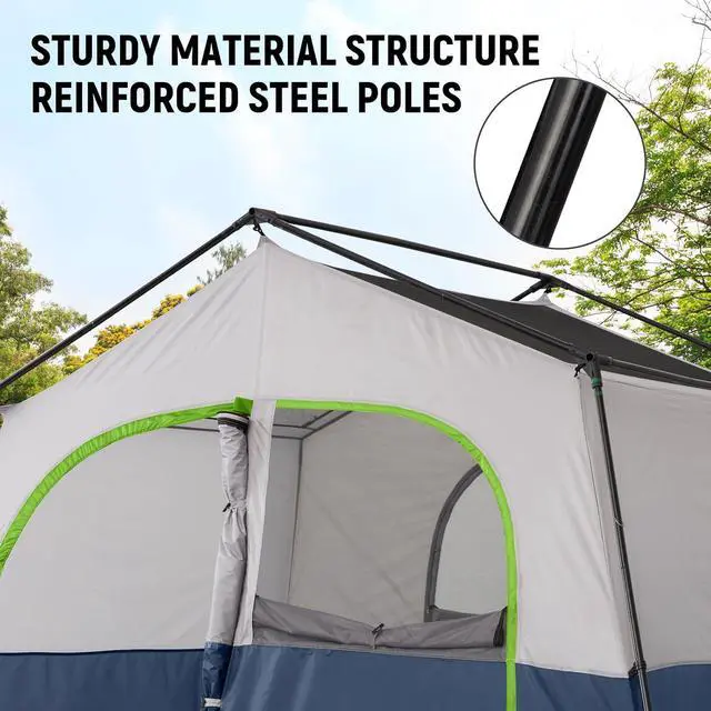 Alt view image 3 of 6 - 6-8 Person Camping Tent - Portable Family Cabin Tent for Camp, Windproof Fabric Camp Tent Outdoor for Hiking, Backpacking, Traveling