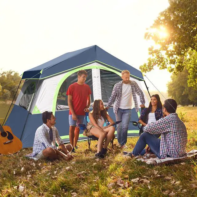 Alt view image 6 of 6 - 6-8 Person Camping Tent - Portable Family Cabin Tent for Camp, Windproof Fabric Camp Tent Outdoor for Hiking, Backpacking, Traveling
