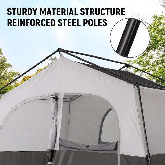 Alt view image 3 of 6 - 6-8 Person Camping Tent - Portable Family Cabin Tent for Camp, Windproof Fabric Camp Tent Outdoor for Hiking, Backpacking, Traveling