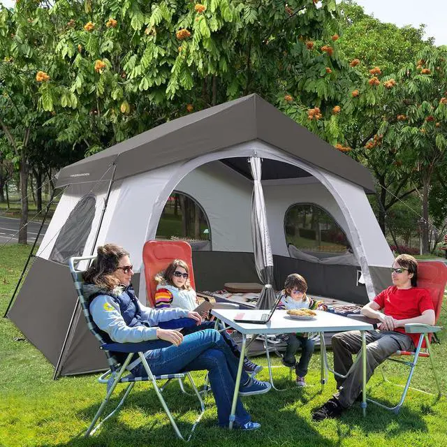 Alt view image 6 of 6 - 6-8 Person Camping Tent - Portable Family Cabin Tent for Camp, Windproof Fabric Camp Tent Outdoor for Hiking, Backpacking, Traveling