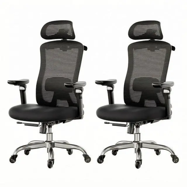 Main image of Ergonomic Office Chair with 6D Armrest, Seat Depth Adjustment, Lumbar Support, Quiet Rubber Caster, High Back Mesh Gaming Chair with 3D Headrest, Big and Tall Chair for Home Office, Pack of 2