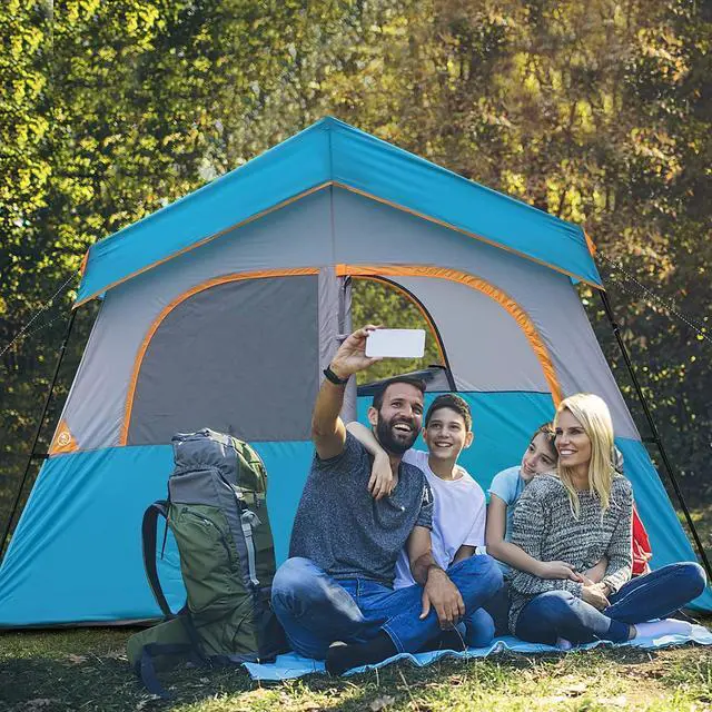 Alt view image 5 of 5 - 6-8 Person Camping Tent - Portable Family Cabin Tent for Camp, Windproof Fabric Camp Tent Outdoor for Hiking, Backpacking, Traveling