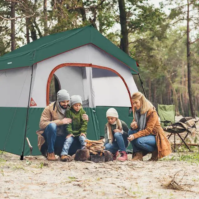 Alt view image 5 of 5 - 6-8 Person Camping Tent - Portable Family Cabin Tent for Camp, Windproof Fabric Camp Tent Outdoor for Hiking, Backpacking, Traveling