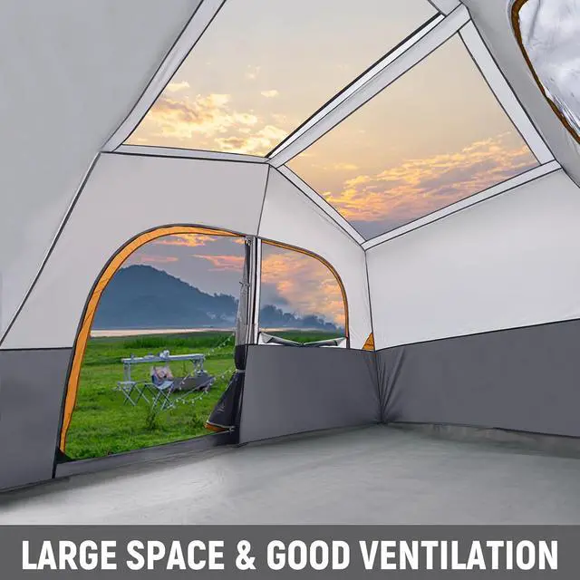 Alt view image 4 of 6 - 6-8 Person Camping Tent - Portable Family Cabin Tent for Camp, Windproof Fabric Camp Tent Outdoor for Hiking, Backpacking, Traveling