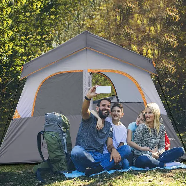 Alt view image 6 of 6 - 6-8 Person Camping Tent - Portable Family Cabin Tent for Camp, Windproof Fabric Camp Tent Outdoor for Hiking, Backpacking, Traveling