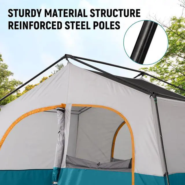 Alt view image 4 of 6 - 6-8 Person Camping Tent - Portable Family Cabin Tent for Camp, Windproof Fabric Camp Tent Outdoor for Hiking, Backpacking, Traveling