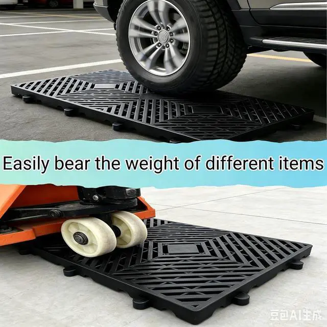 Alt view image 3 of 6 - 6 Pcs Heavy Duty Plastic Floor Pallets, 23.6x11.8x1.18 Inch Lightweight Ventilated Storage Pallet, Waterproof Breathable Grid Storage Pad- Plastic Pallets for Garage, Kitchen, Basement (Black)