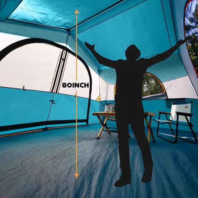 Alt view image 5 of 6 - 6-8 Person Camping Tent - Portable Family Cabin Tent for Camp, Windproof Fabric Camp Tent Outdoor for Hiking, Backpacking, Traveling