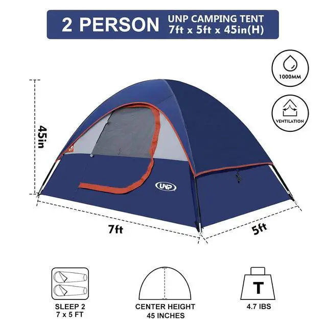 Alt view image 3 of 6 - Camping Tent 2-4 Person, Waterproof Windproof Tent with Rainfly Easy Set up-Portable Dome Tents for Camping