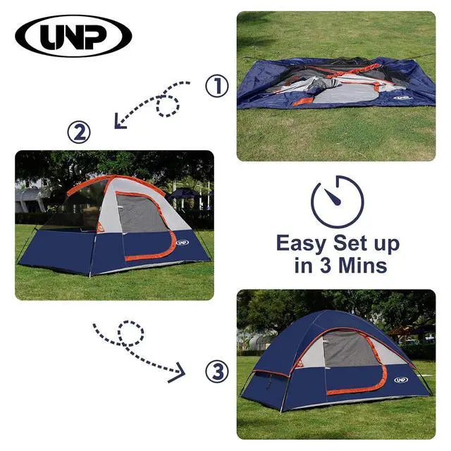 Alt view image 2 of 6 - Camping Tent 2-4 Person, Waterproof Windproof Tent with Rainfly Easy Set up-Portable Dome Tents for Camping