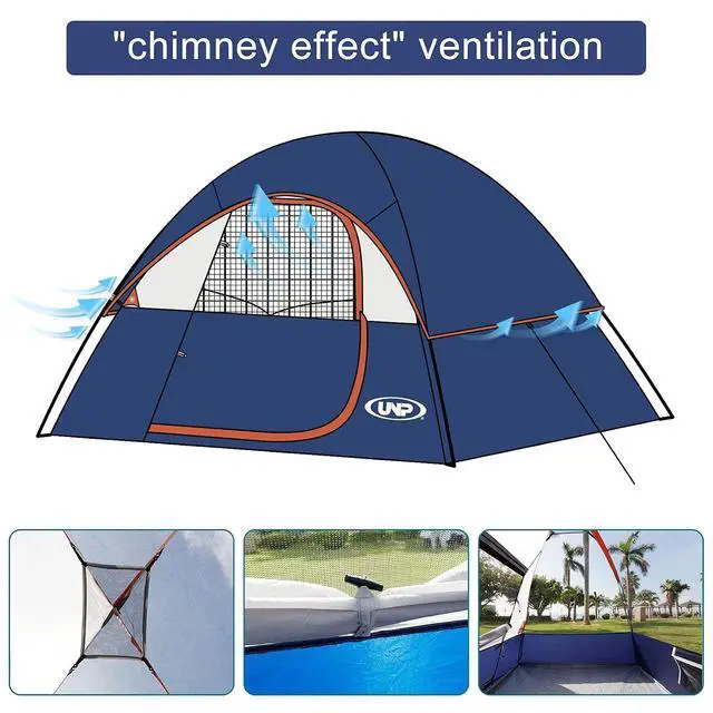 Alt view image 4 of 6 - Camping Tent 2-4 Person, Waterproof Windproof Tent with Rainfly Easy Set up-Portable Dome Tents for Camping