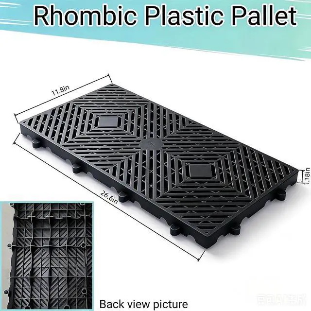 Alt view image 6 of 6 - 6 Pcs Heavy Duty Plastic Floor Pallets, 23.6x11.8x1.18 Inch Lightweight Ventilated Storage Pallet, Waterproof Breathable Grid Storage Pad- Plastic Pallets for Garage, Kitchen, Basement (Black)