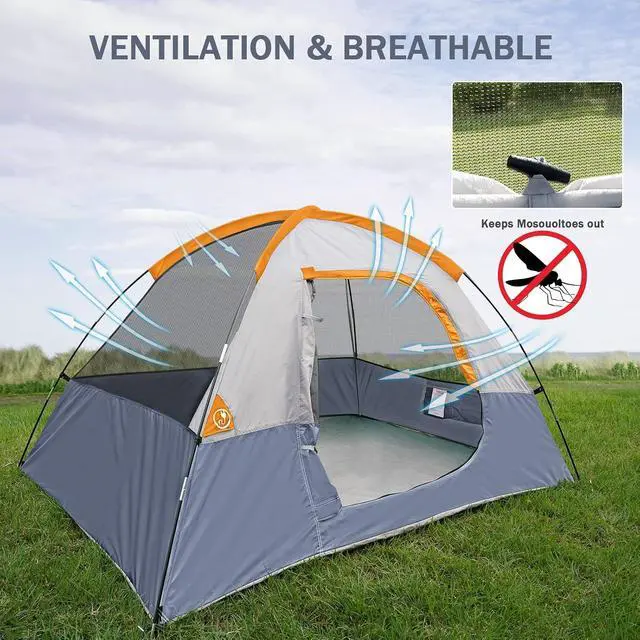 Alt view image 5 of 7 - Camping Tent 2-4 Person, Waterproof Windproof Tent with Rainfly Easy Set up-Portable Dome Tents for Camping
