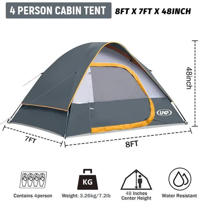 Alt view image 3 of 7 - Camping Tent 2-4 Person, Waterproof Windproof Tent with Rainfly Easy Set up-Portable Dome Tents for Camping