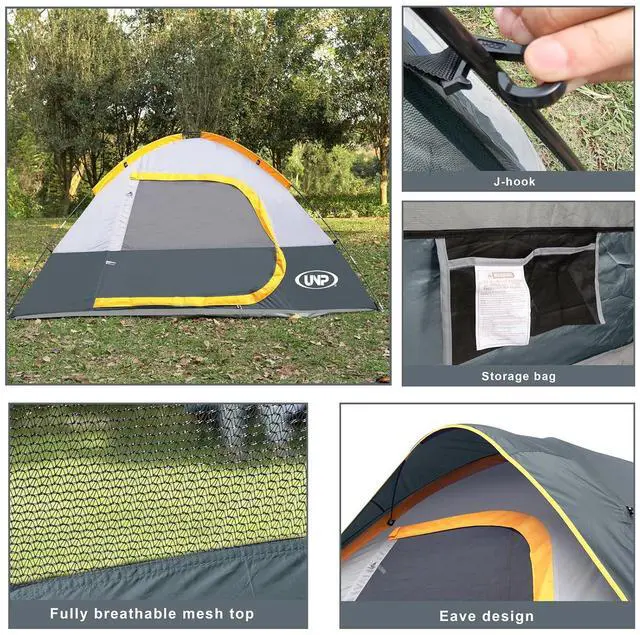 Alt view image 4 of 7 - Camping Tent 2-4 Person, Waterproof Windproof Tent with Rainfly Easy Set up-Portable Dome Tents for Camping