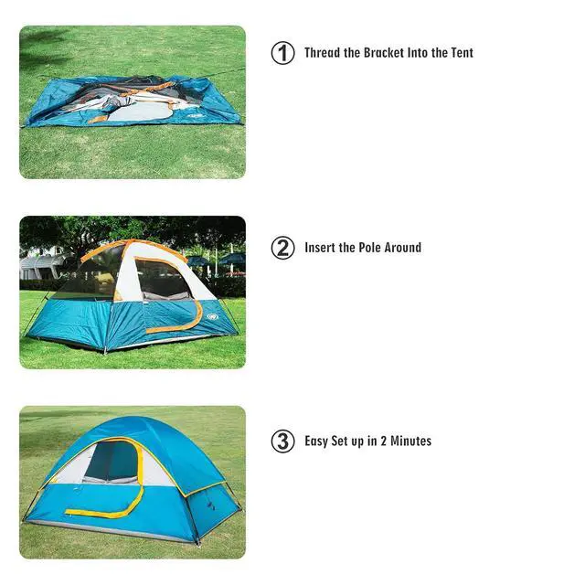 Alt view image 7 of 7 - Camping Tent 2-4 Person, Waterproof Windproof Tent with Rainfly Easy Set up-Portable Dome Tents for Camping