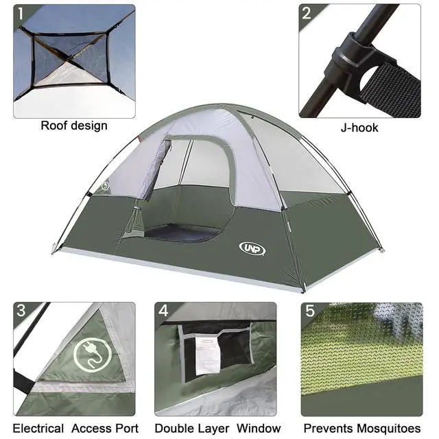 Alt view image 5 of 7 - Camping Tent 2-4 Person, Waterproof Windproof Tent with Rainfly Easy Set up-Portable Dome Tents for Camping
