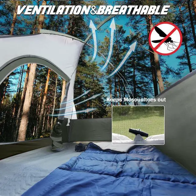 Alt view image 4 of 7 - Camping Tent 2-4 Person, Waterproof Windproof Tent with Rainfly Easy Set up-Portable Dome Tents for Camping