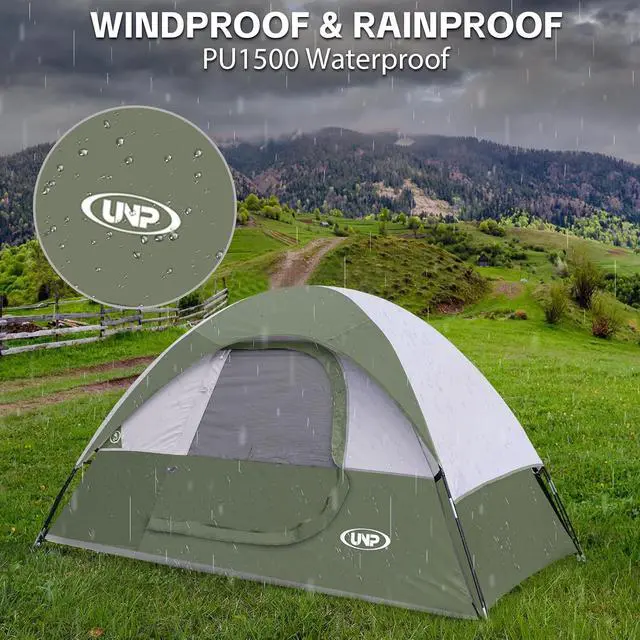 Alt view image 6 of 7 - Camping Tent 2-4 Person, Waterproof Windproof Tent with Rainfly Easy Set up-Portable Dome Tents for Camping