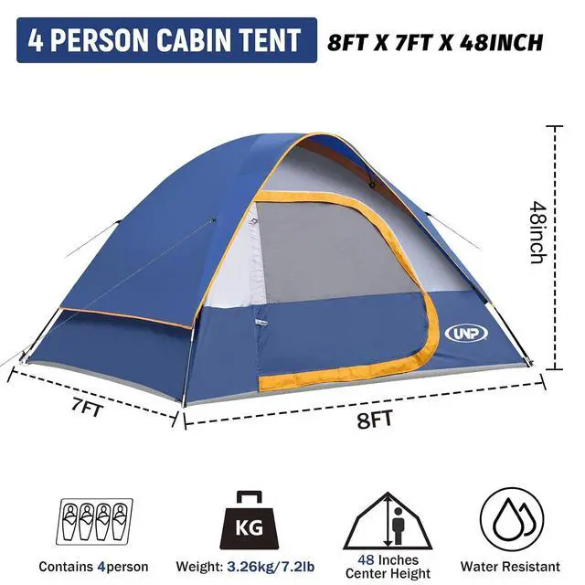 Alt view image 2 of 7 - Camping Tent 2-4 Person, Waterproof Windproof Tent with Rainfly Easy Set up-Portable Dome Tents for Camping
