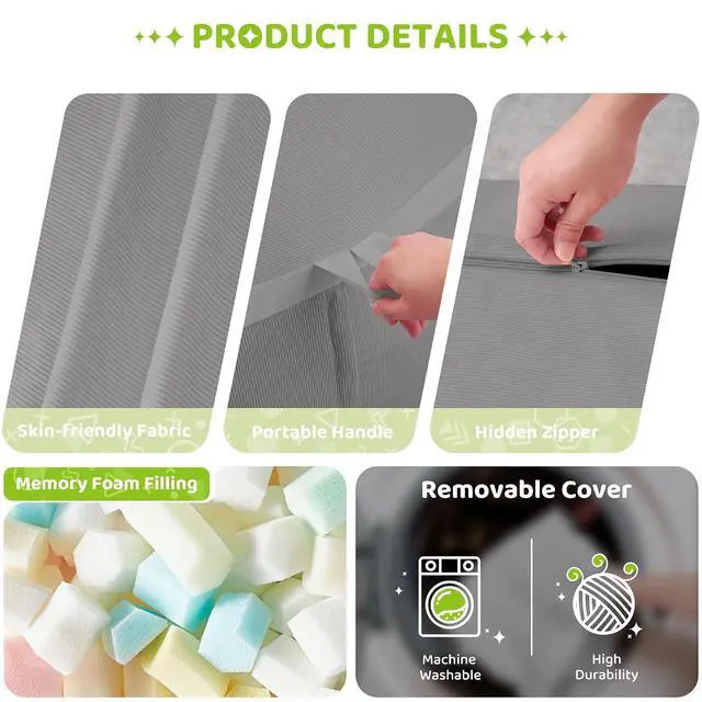 Alt view image 6 of 6 - Bean Bag Chair, 6FT Large Bean Bag Chair with Removable Cover, Comfy Beanbag Chair with Memory Foam Filling, Bean Bag Sofa for Living Room Bedroom Reading Room, Light Grey