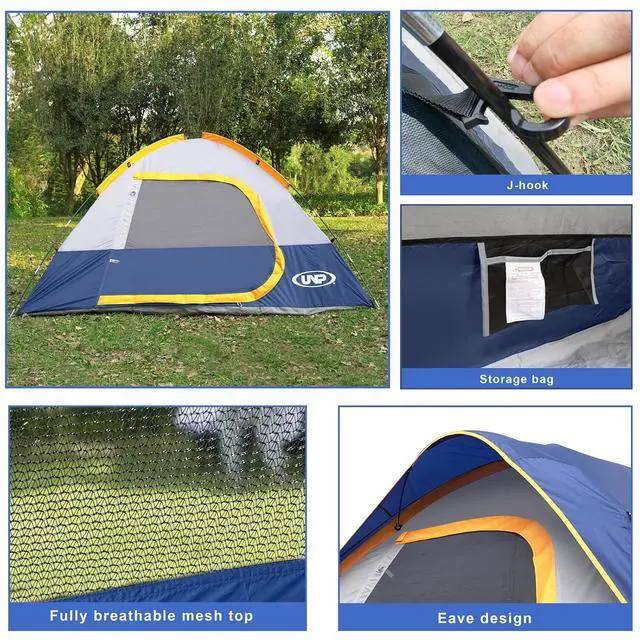 Alt view image 5 of 7 - Camping Tent 2-4 Person, Waterproof Windproof Tent with Rainfly Easy Set up-Portable Dome Tents for Camping