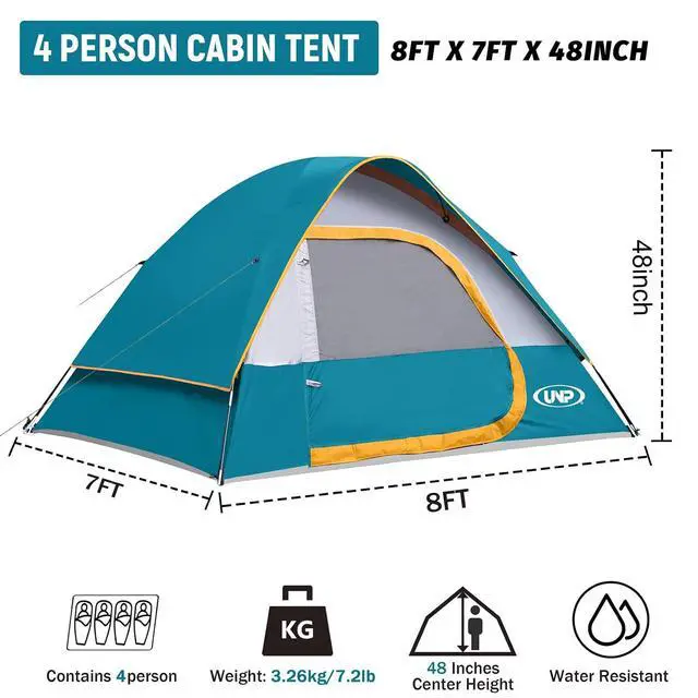 Alt view image 2 of 7 - Camping Tent 2-4 Person, Waterproof Windproof Tent with Rainfly Easy Set up-Portable Dome Tents for Camping