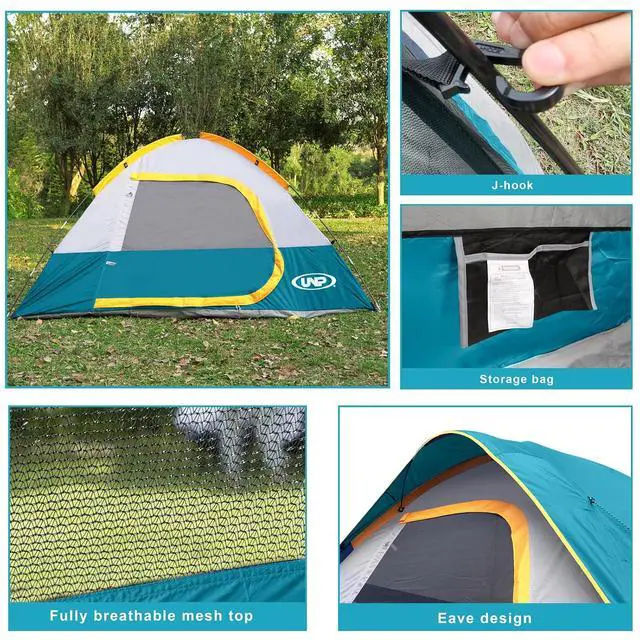 Alt view image 3 of 7 - Camping Tent 2-4 Person, Waterproof Windproof Tent with Rainfly Easy Set up-Portable Dome Tents for Camping