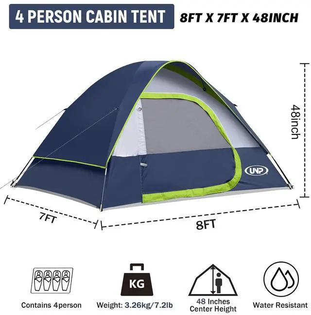 Alt view image 3 of 7 - Camping Tent 2-4 Person, Waterproof Windproof Tent with Rainfly Easy Set up-Portable Dome Tents for Camping